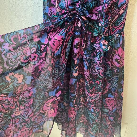 Misa Colette Ruched Floral Midi Dress Size Medium - Picture 12 of 14